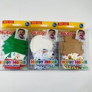 Nuby Teething Mitts -Christmas Tree Snowman Gingerbread Man - Baby Gift set